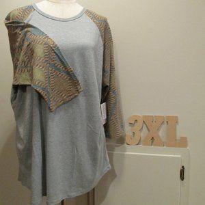 NWT LuLaRoe Randy baseball T, 3XL, patterned sleeves
